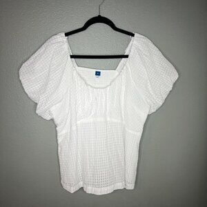 Old Navy Trapeze Milkmaid Top Size XL Calla Lily White‎ Eyelet